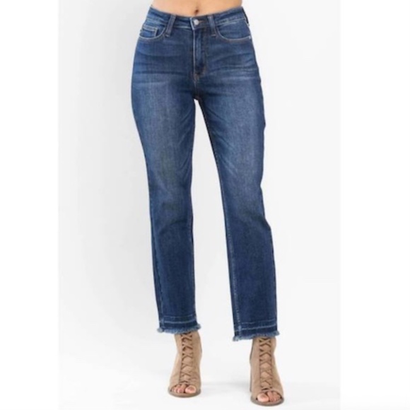 Judy Blue High Rise Slim Fit Medium Wash Released Hem Sz 13/31 - Picture 2 of 15